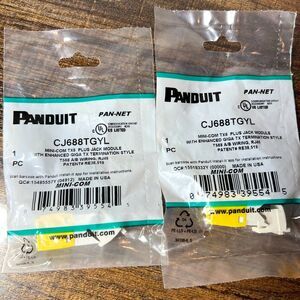 2 Panduit CJ688TGYL MiniCom Giga TX Cat6 RJ45 Jack Module Termination Networking
